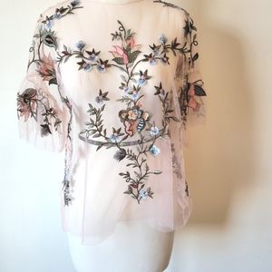 Floral Embroidery sheer top